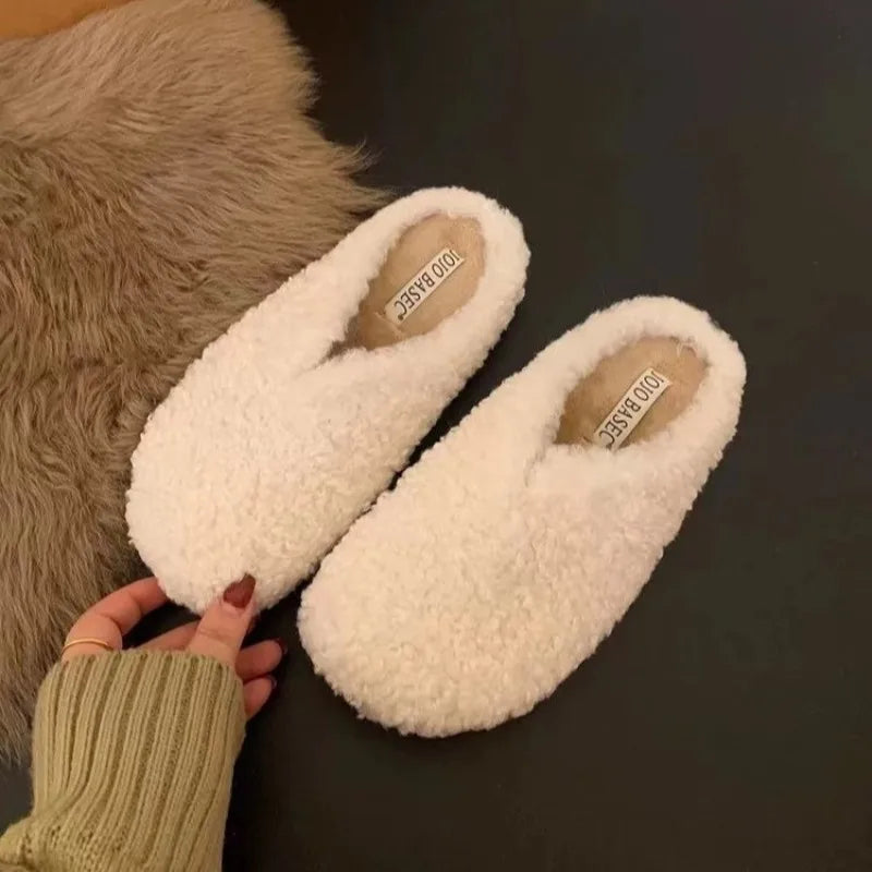 Home Fur Slippers Non-Slip Soft Warm House Indoor Bedroom Couples Shoes