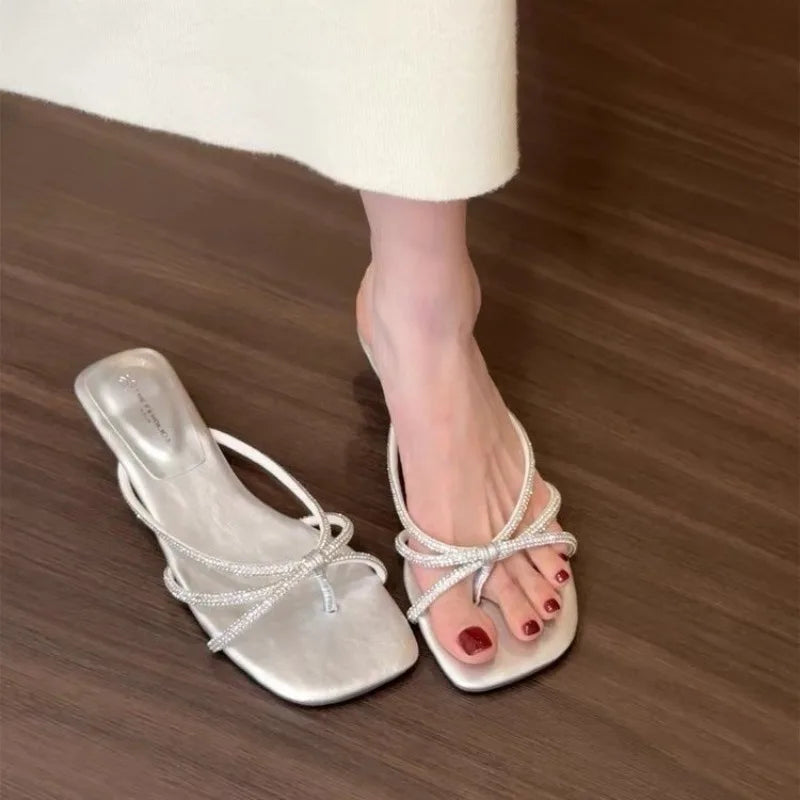 Leopard Narrow Band Sandals Wedges Heel