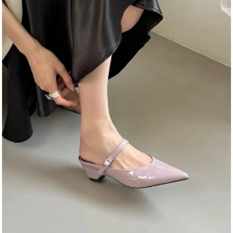 Punk Gothic Metal Buckle Low Heel