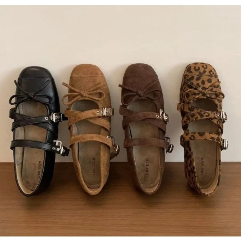 Spring Autumn Butterfly-knot Flats Concise Ladies Ballet Style Shoes