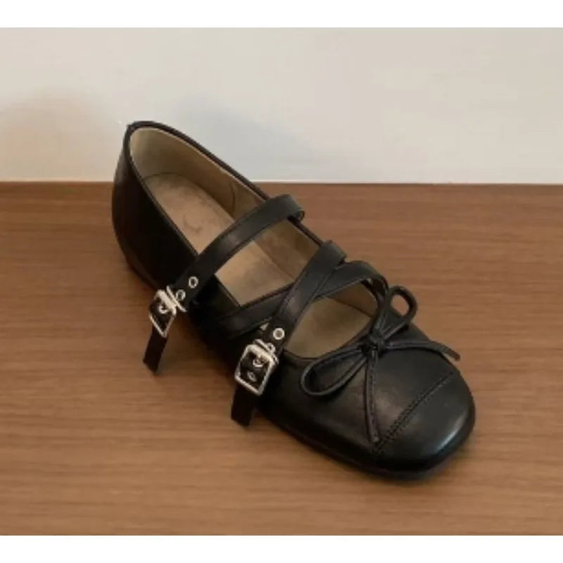 Spring Autumn Butterfly-knot Flats Concise Ladies Ballet Style Shoes