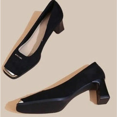 Leopard Print Buckle Pumps Square Toe Stripper Party Concise Splice Ladies Shoes