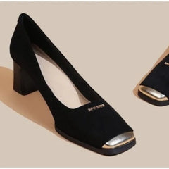 Leopard Print Buckle Pumps Square Toe Stripper Party Concise Splice Ladies Shoes