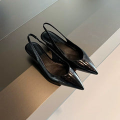 Patent Leather Pointed Toe Pumps Elegant Low Heel