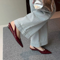 Patent Leather Pointed Toe Pumps Elegant Low Heel