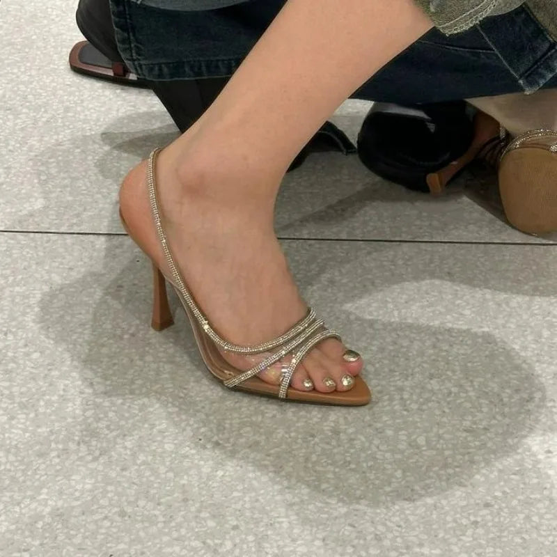 Crystal Sandals Elegant Transparent High Heel