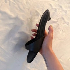 Open Toe Slipper Slip on Elegant Thin Low Heel
