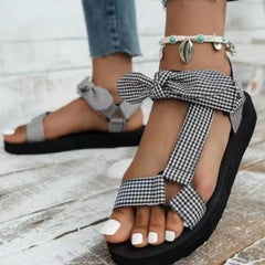 Casual Sandals Color Flat Casual Lace Up Bow Shoes