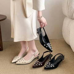 Sandals Metal Rivet High Heel