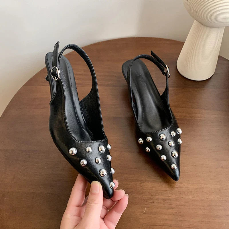 Sandals Metal Rivet High Heel