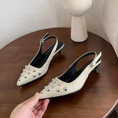 Sandals Metal Rivet High Heel