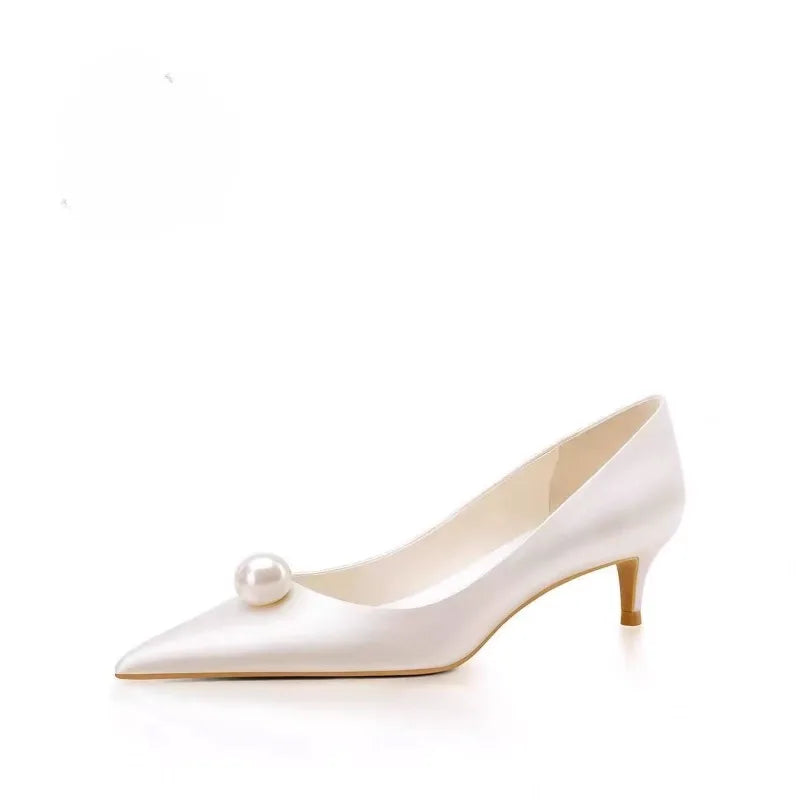 White Satin Wedding Bride Shoes