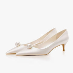 White Satin Wedding Bride Shoes