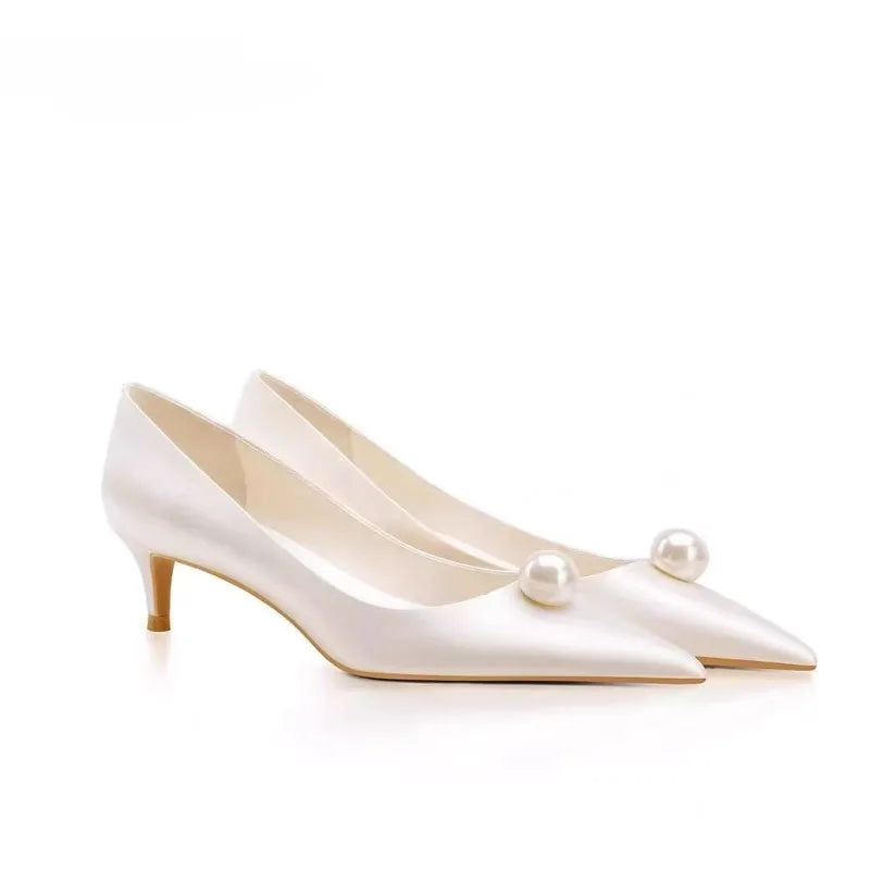 White Satin Wedding Bride Shoes