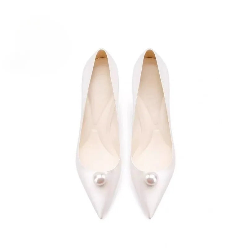 White Satin Wedding Bride Shoes