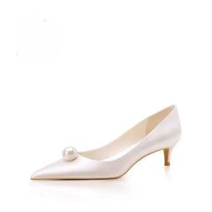 White Satin Wedding Bride Shoes