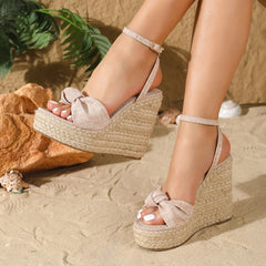 Weave Solid Platform Wedges Open Toe Sandals High Heel