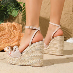 Weave Solid Platform Wedges Open Toe Sandals High Heel