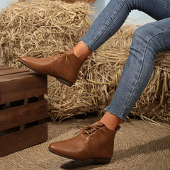 Ankle Boots Lace Up Leather Shoes