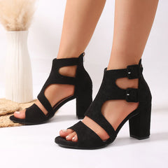 Black Suede Chunky Heel