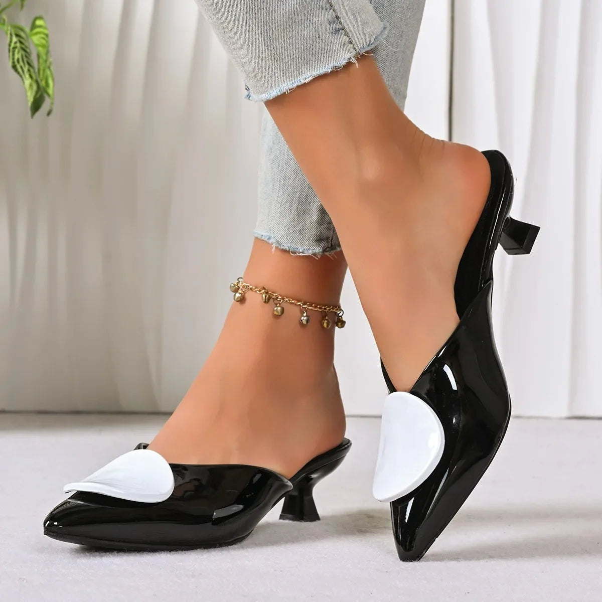 Mules Pointed Toe Mules Metal Designer Sandals Slingback Comfortable Office High Heel