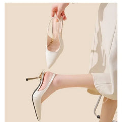 Sandals Pointed Toe Slingbacks Gold High Heel