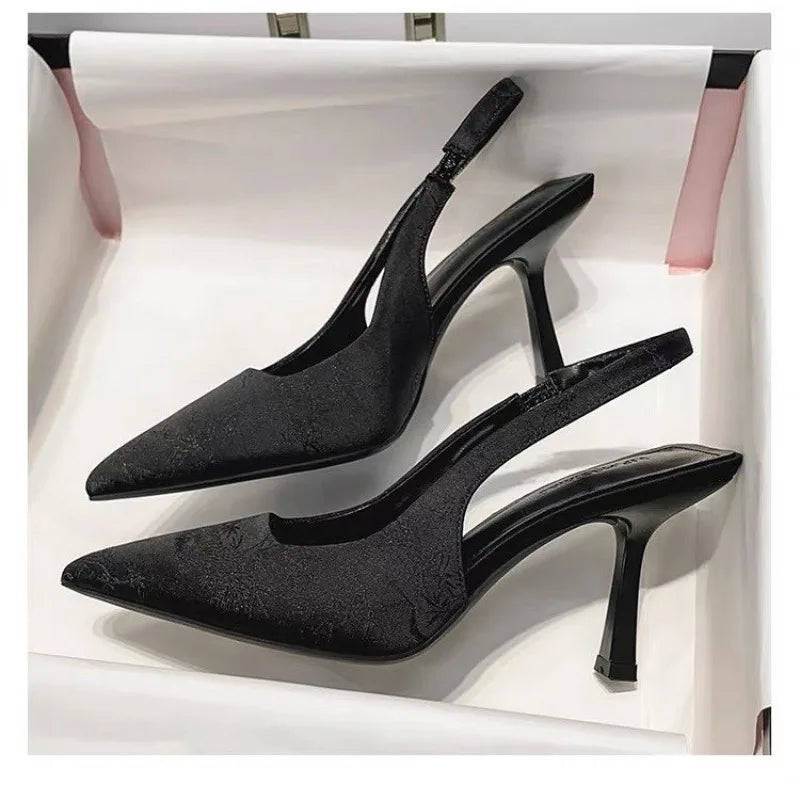 Sandals Pointed Toe Slingbacks Gold High Heel