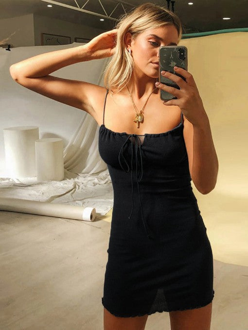 Nightclub Style Latest Stylish Solid Camisole Dress