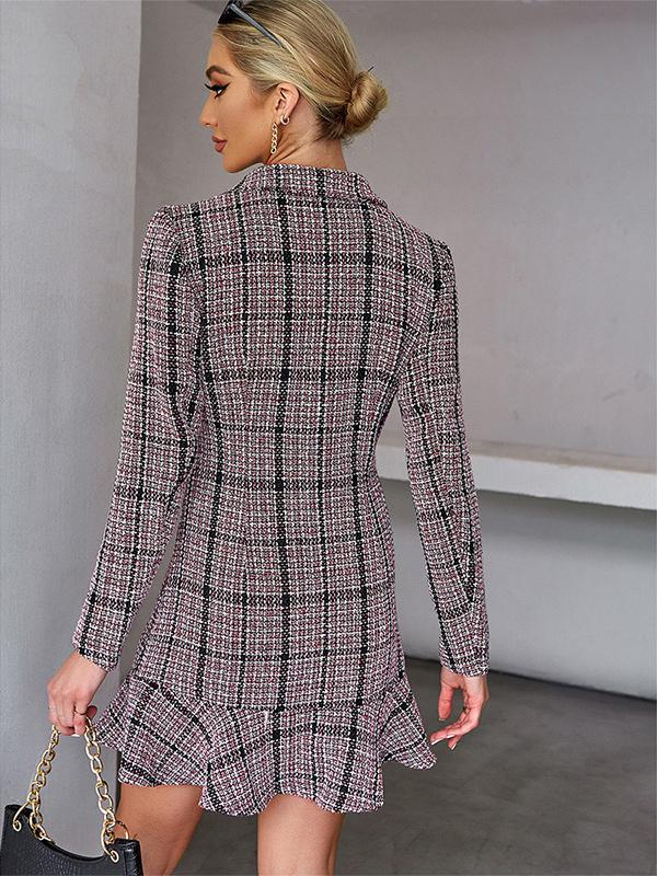 Elegant Notched Lapel Double-Breasted Business Short Blazer Dress