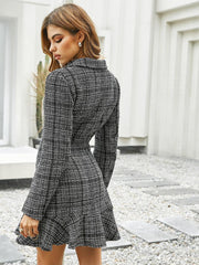 Elegant Notched Lapel Double-Breasted Business Short Blazer Dress