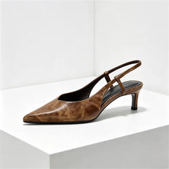 Novelty Retro Colour Design Pumps Pointed Toe Slingbacks Kitten Heel