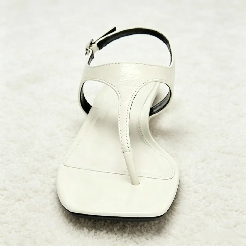 Novelty T Tied Kitten-heel Sandals Square-toe Ankle-strap Buckle Designer Shoes