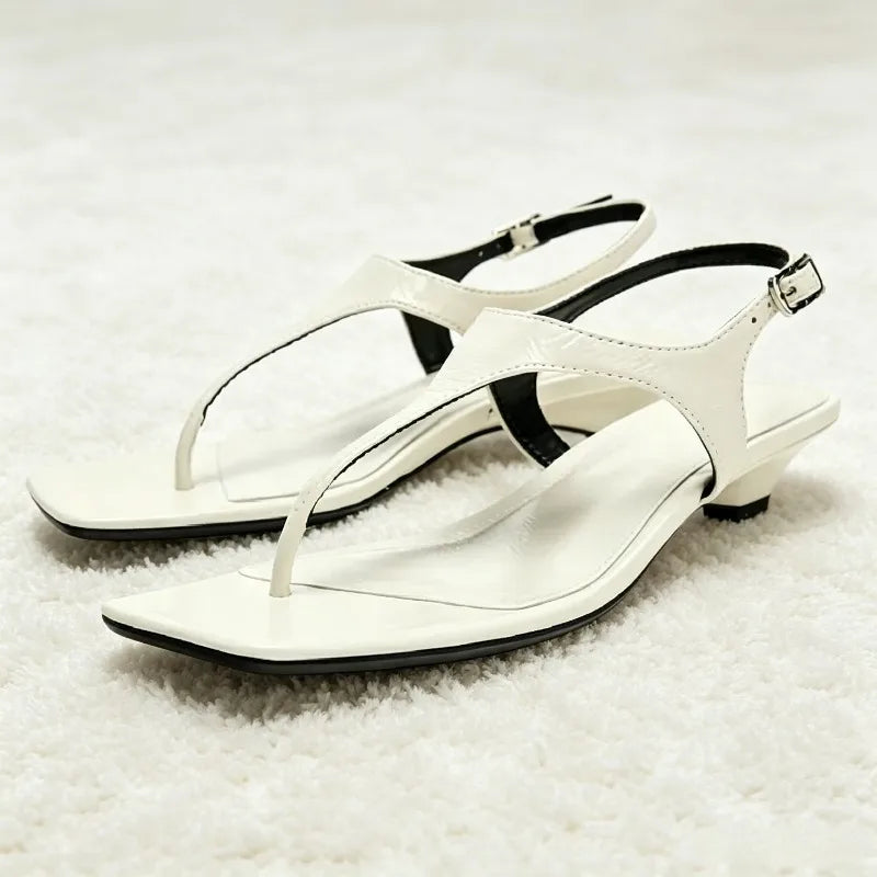 Novelty T Tied Kitten-heel Sandals Square-toe Ankle-strap Buckle Designer Shoes