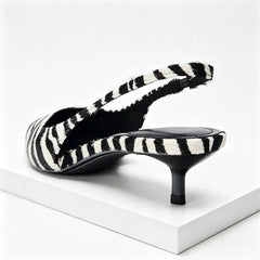 Novelty Zebra Print Design Kitten Heel