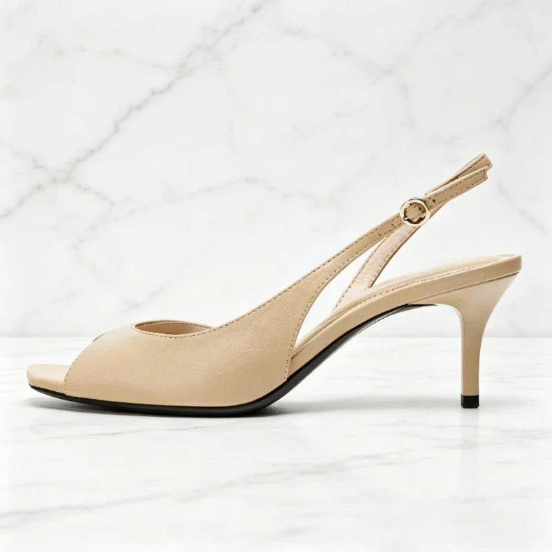 Nude Soft Leather Pu Heel