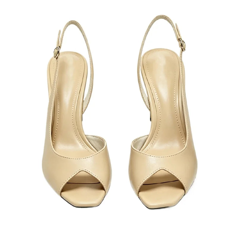 Nude Soft Leather Pu Heel