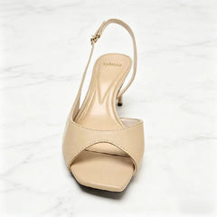 Nude Soft Leather Pu Heel