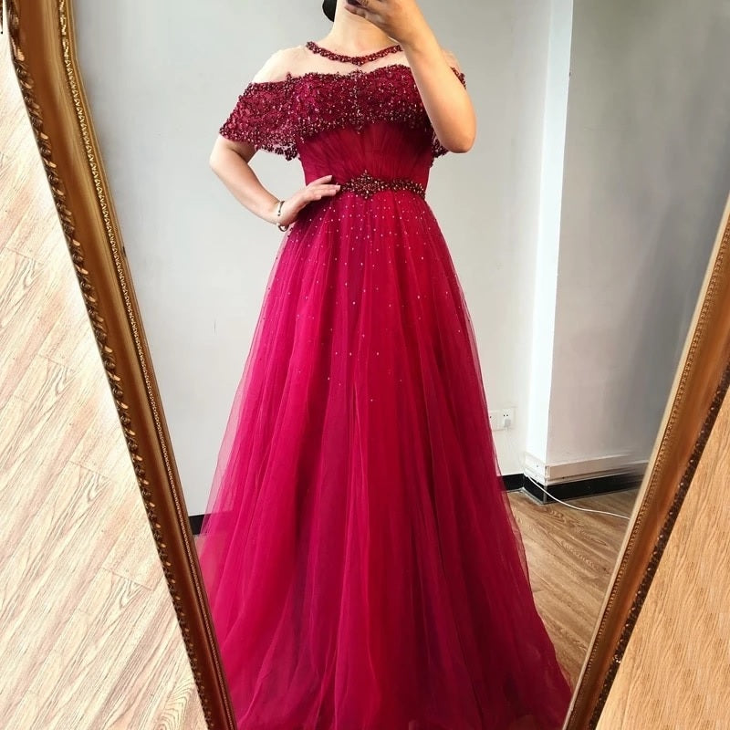 O-Neck Diamond Sequins Evening Dresses