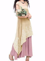 O-Neck Floral Crochet Embroidery Layered Maxi Dress