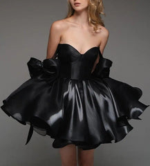Elegant Ruffled Halter Shinny Satin Party Cocktail Party Mini Dress