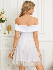 Off Shoulder Lace Patchwork Backless Mini Dress