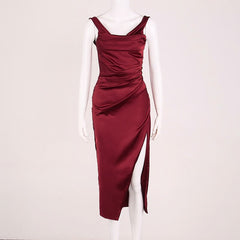 Off Shoulder Ruched Split Evening Party Club Dresses