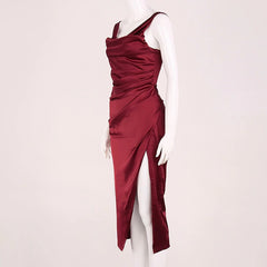 Off Shoulder Ruched Split Evening Party Club Dresses