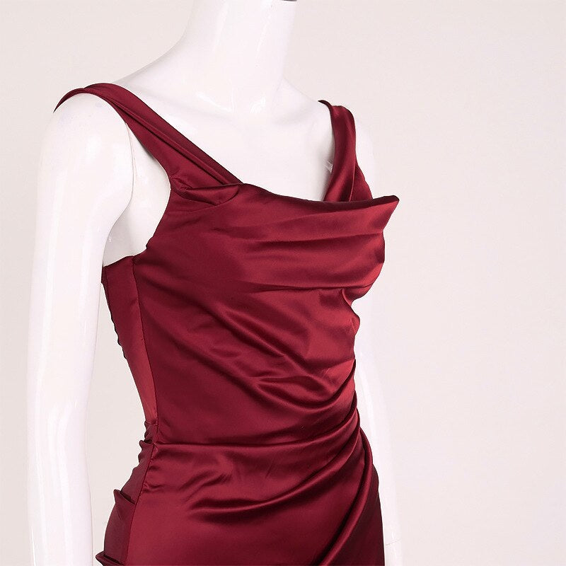 Off Shoulder Ruched Split Evening Party Club Dresses