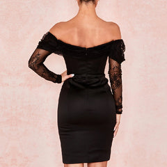 Off-Shoulder Lace Elegant Runway Bodycon Party Dress