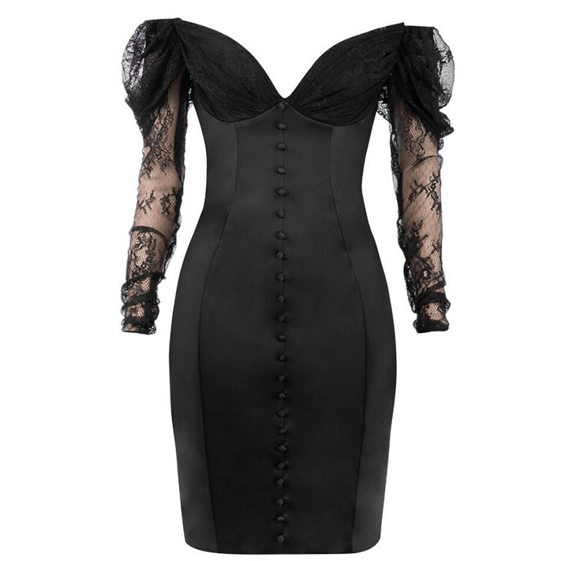 Off-Shoulder Lace Elegant Runway Bodycon Party Dress