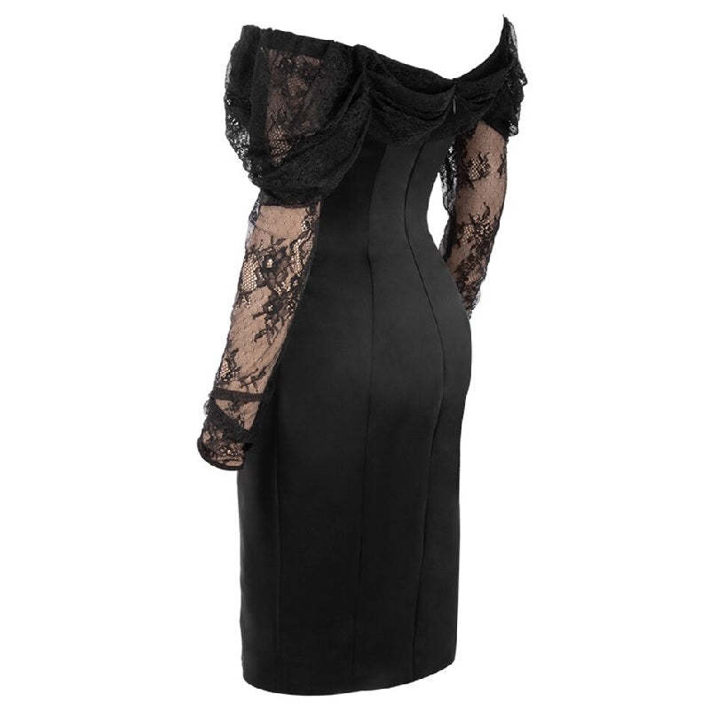 Off-Shoulder Lace Elegant Runway Bodycon Party Dress