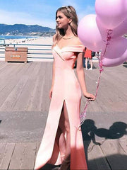 Off Shoulder Split Long Prom Maxi Dress