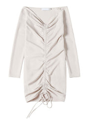 Elegant Off-The-Shoulder Drawstring Short Beach Dress