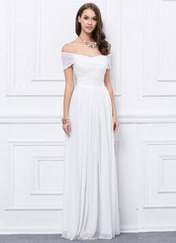 Off-the-Shoulder Chiffon Bridesmaid Dress